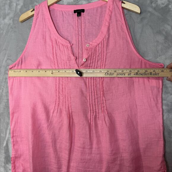 Talbots Shirt Womens Large Pink 100% Linen Sleeveless Henley Pintuck Tank Top - Picture 5 of 7